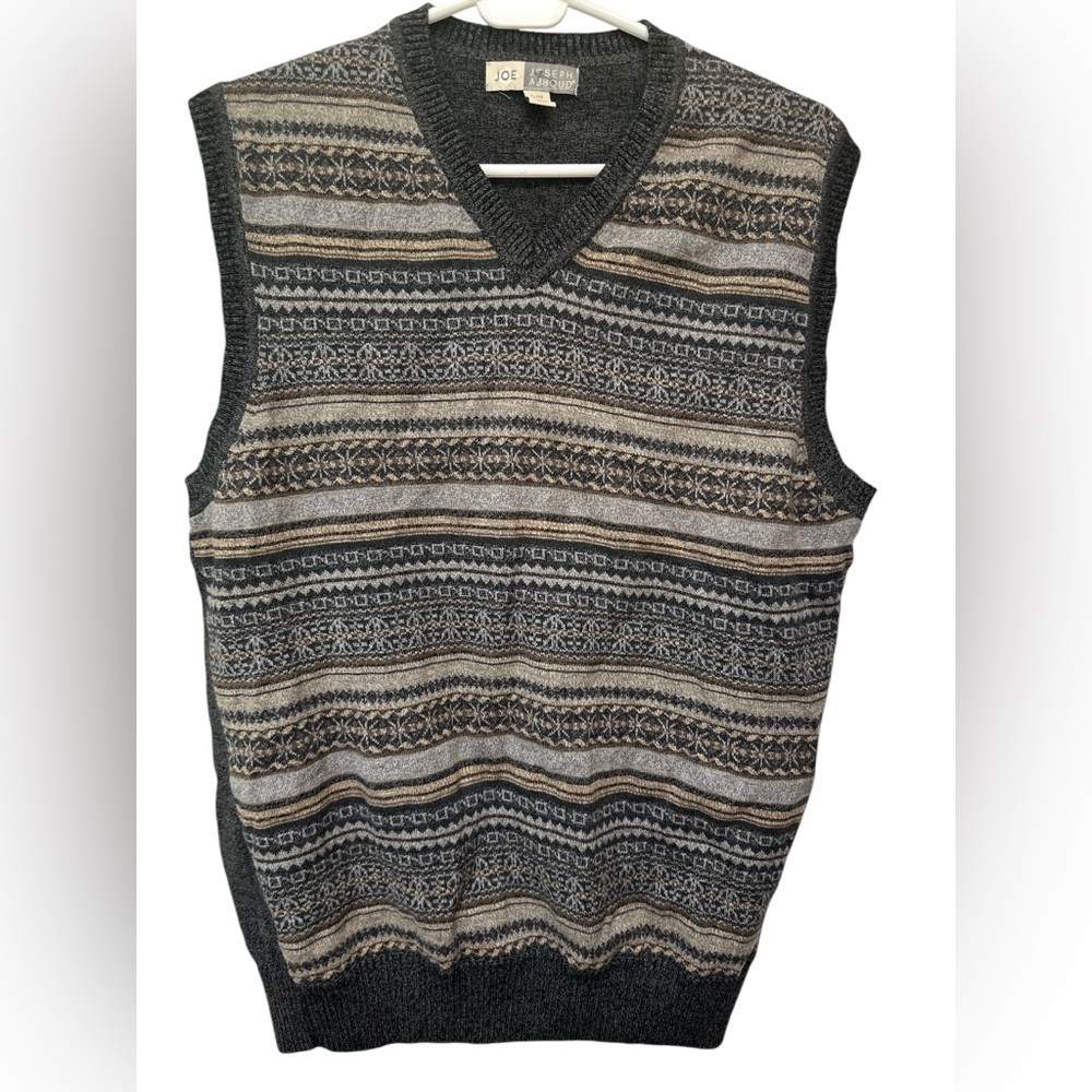 Vintage Joesph Abboud Fair Isle Nordic 100% Cotton Knit Sweater Vest